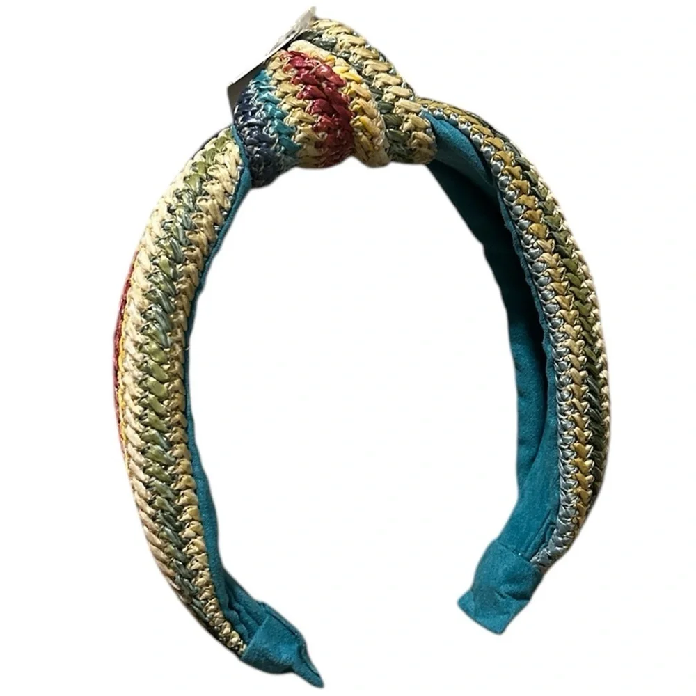 Woven Multi-Color Knotted Headband Hair Accessory with Textured Pattern